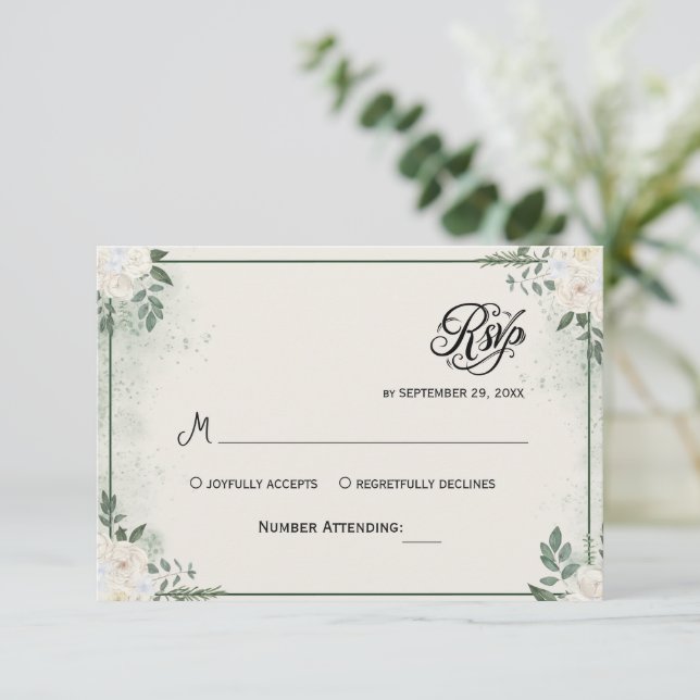 Simple Greenery Eucalyptus RSVP Invitation (Anverso de pie)