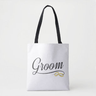 Simple Groom Floral Boda Caligrafía   Bolsa tote
