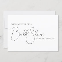 Simple guión Invitación a ducha de novia en blanco