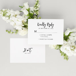 Simple Guión Romántico Boda Monograma Rsvp