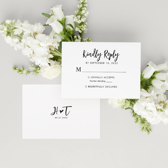 Simple Guión Romántico Boda Monograma Rsvp (Subido por el creador)