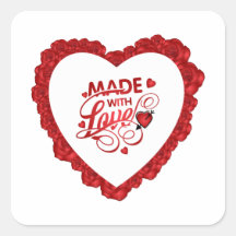 Simple Hecho Con Amor Cita Valentine | PEGATINA