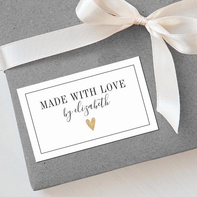 Simple Hecho Con Etiqueta De Amor (An elegant made with love sticker for your handmade and homemade gifts.)