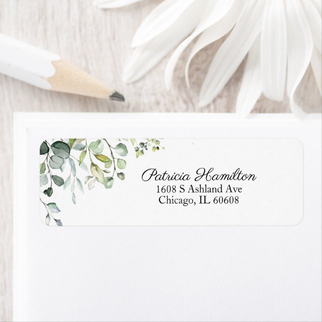 Simple Hermoso Eucalipto Acuarela Verde Etiqueta (In situ)