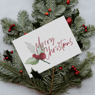 Simple Holly y Berries Feliz Navidad