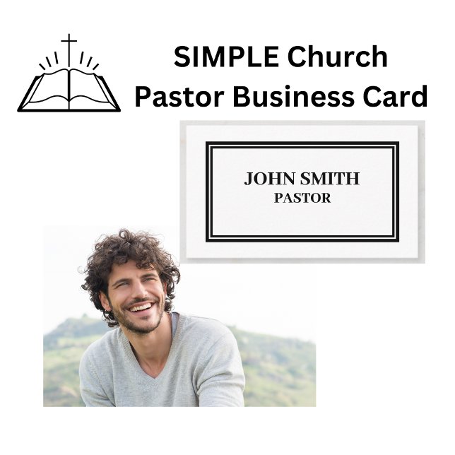 SIMPLE Iglesia Pastor Tarjeta de Negra y Blanco (SIMPLE Church Pastor Black and White Business Cards)