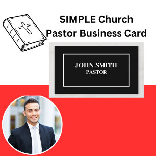 SIMPLE Iglesia Pastor Tarjeta de Negra y Blanco
