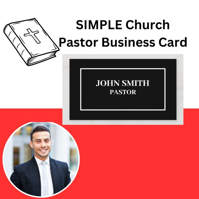SIMPLE Iglesia Pastor Tarjeta de Negra y Blanco (SIMPLE Church Pastor Black and White Business Card)
