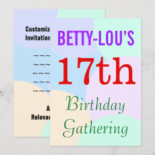 Simple invitación a "17.ª reunión de cumpleaños"