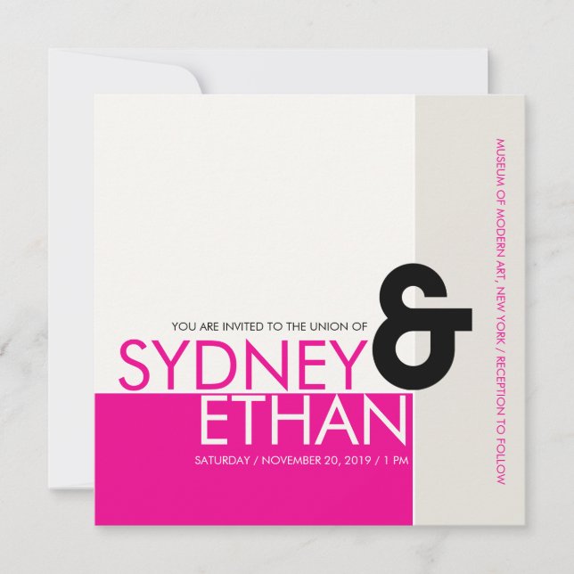 Simple invitación a la boda moderna Minimalista mo (Anverso)