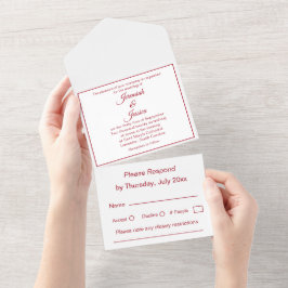 Simple Invitación de Boda Burgundy y Blanco Todo E