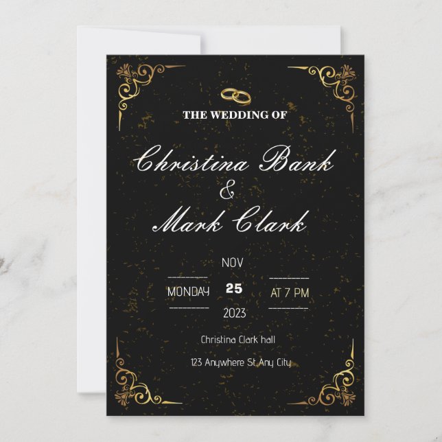 SIMPLE INVITACIÓN DE BODA ORO (Anverso)