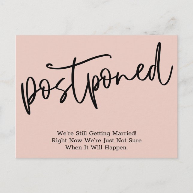 Simple Invitación de Boda postergada por Rubor (Anverso)