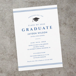 Simple Invitación de Graduación Deportiva Azul y B