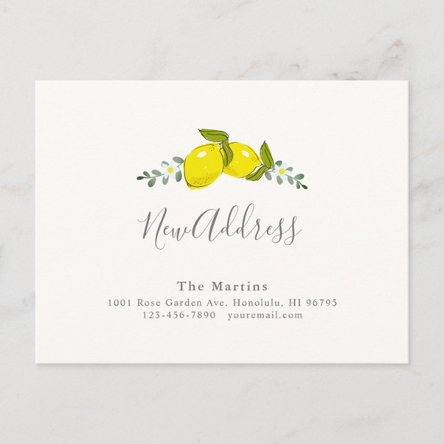 Simple Invitación de movimiento de cítricos limón  (Anverso)