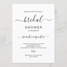 Simple invitación minimalista a la ducha nupcial