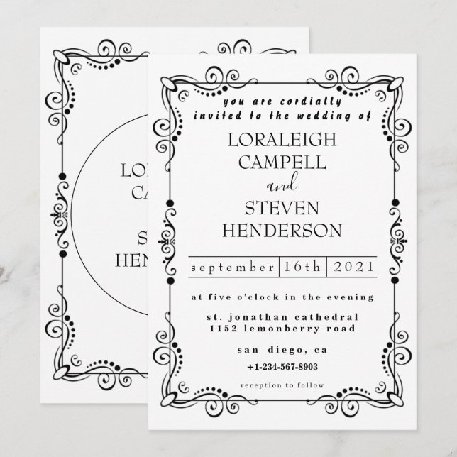 Simple invitación para matrimonio (Anverso / Reverso)