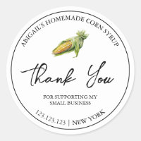 Simple jarabe de maíz casero Etiqueta de agradecim