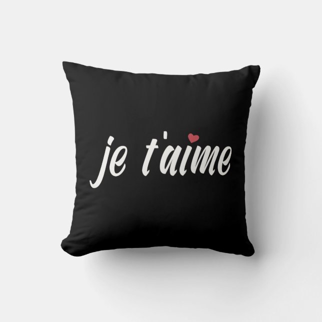 Simple Je T'aime te amo Cojín decorativo Valentín (Anverso)