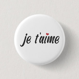 Simple Je T'aime Te Amo Valentine   Botón Pin