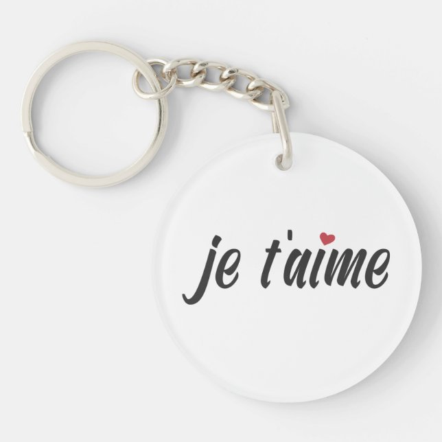 Simple Je T'aime Te Amo Valentine | Llavero (Frente)
