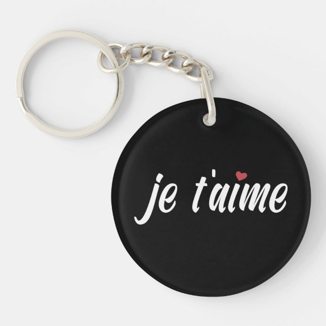 Simple Je T'aime Te Amo Valentine | Llavero (Frente)