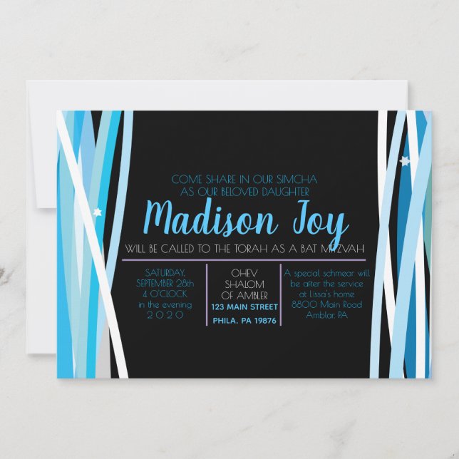 SIMPLE LÍNEAS BAT MITZVAH Invitación (Anverso)