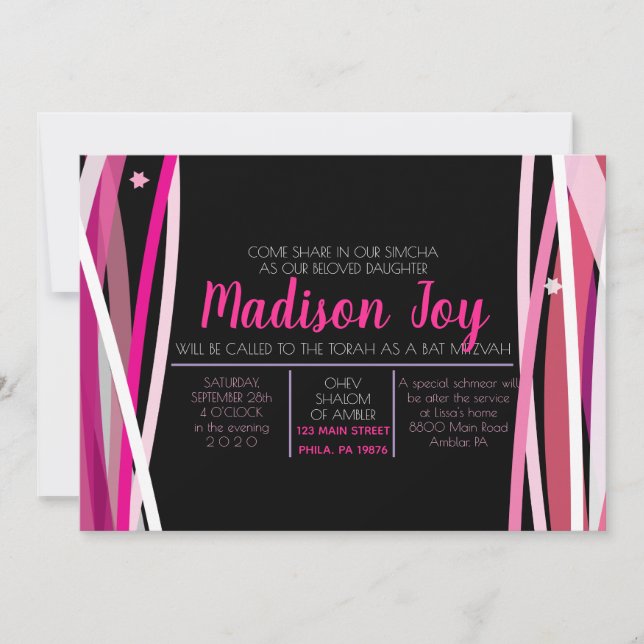 SIMPLE LÍNEAS BAT MITZVAH Invitación (Anverso)
