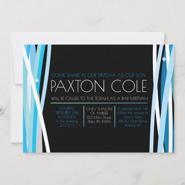 SIMPLE LINES BAR Invitación MITZVAH (Anverso)