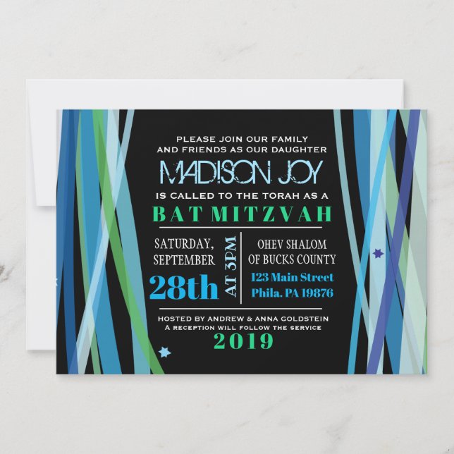 SIMPLE LINES Bat Bar Mitzvah Invitación (Anverso)