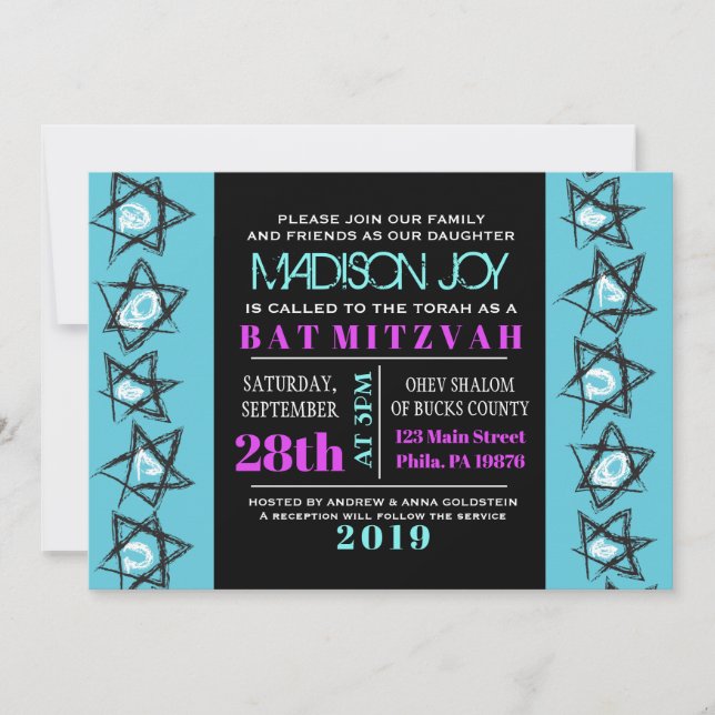 SIMPLE LINES Bat Bar Mitzvah Invitación (Anverso)