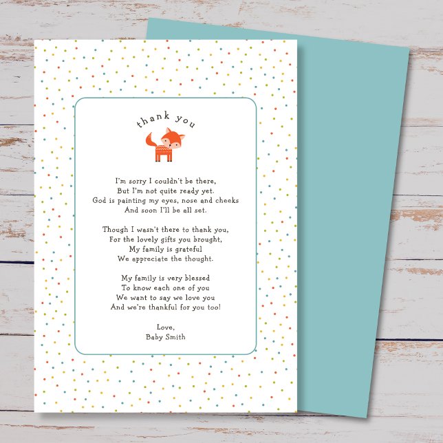 Simple Little Fox, nota de agradecimiento con poem (Subido por el creador)