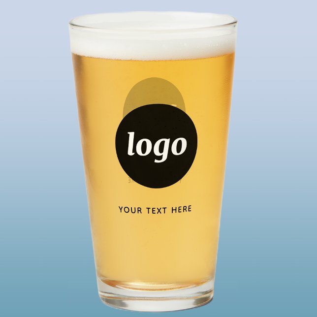 Simple Logotipo y Texto Negocio Vaso de Cerveza (Logo with text business promotional beer glass)