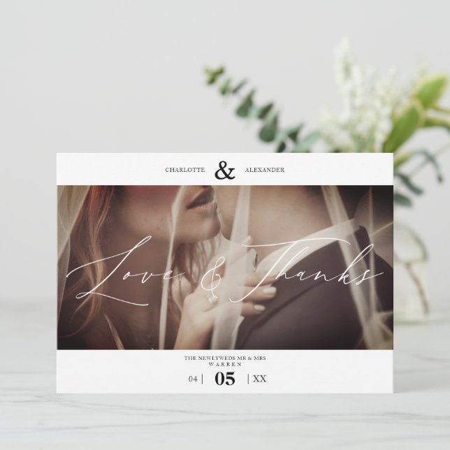 Simple Love & Thanks Custom Photo Couple Wedding (Anverso de pie)