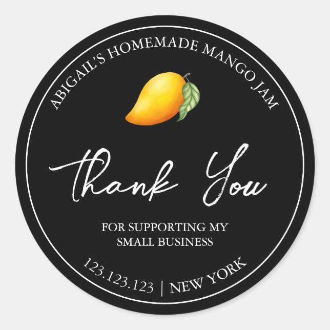 Simple Mango Jam Casero Gracias Etiqueta (Anverso)
