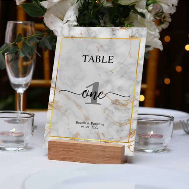 Simple Marble Gris Elegante número de mesa de boda (Subido por el creador)
