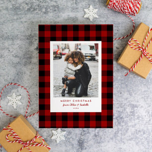 Simple Marco Rojo Buffalo Plaid Navidad Foto