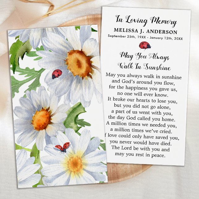 Simple memoria Floral Daisy Funeral Tarjeta de Ora (Subido por el creador)