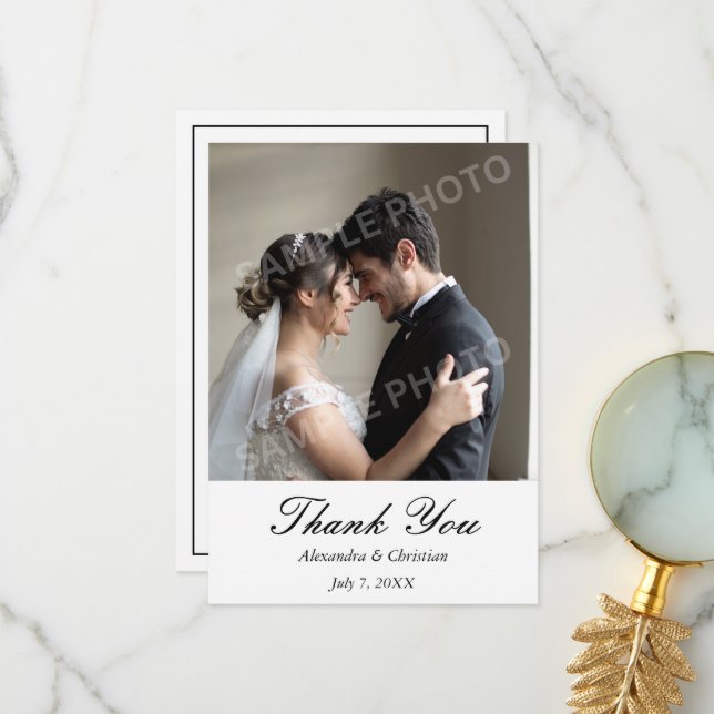 Simple Mensaje de agradecimiento de boda con foto  (Anverso/Reverso In Situ)