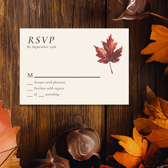 Simple Mínima Boda de Hojas de Otoño RSVP (Subido por el creador)