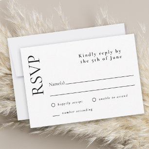 Simple Minimal Elegante Boda Blanca RSVP
