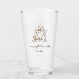 simple minimal mother's day monogram golden gray f