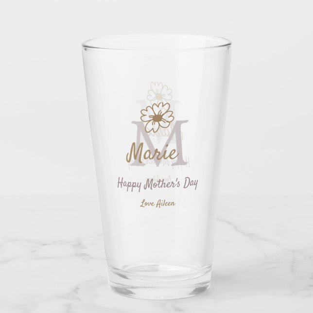 simple minimal mother's day monogram golden gray f (Anverso)