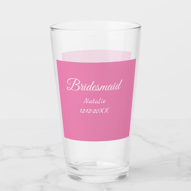 Simple minimal pink bridesmaid add name year text  (Anverso)