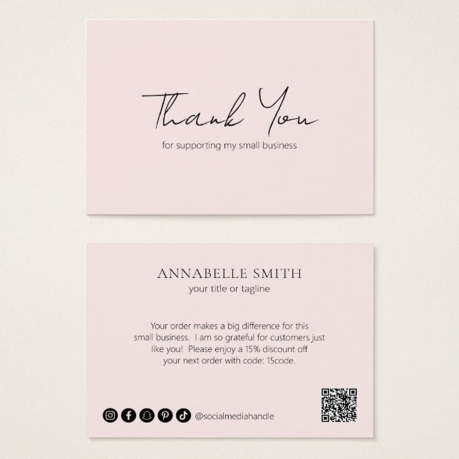 Simple Minimalist Elegant Modern Pink Order Insert (Anverso y reverso)