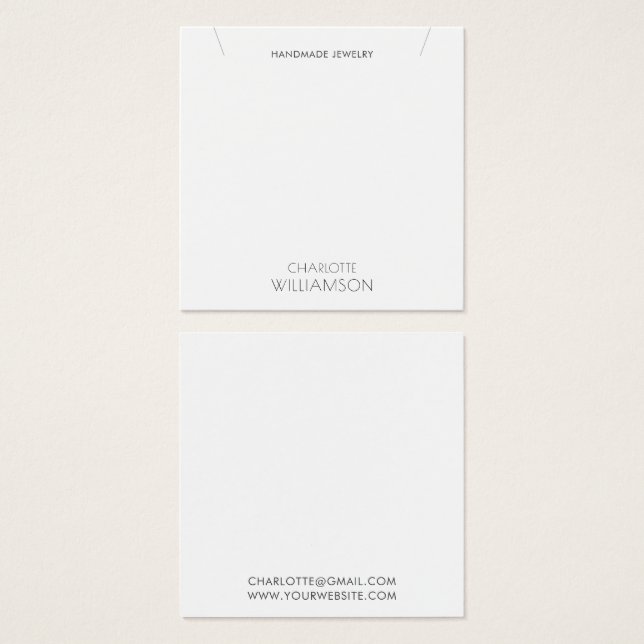 Simple Minimalist Typography Jewelry Display Card (Anverso y reverso)