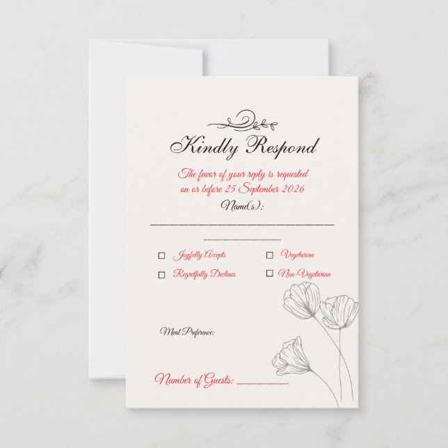 Simple Minimalist Wedding RSVP Card (Anverso)