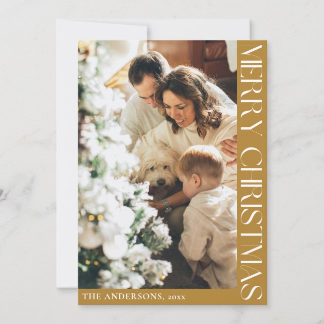 Simple Minimalista Feliz Navidad Mostaza de oro (Anverso)