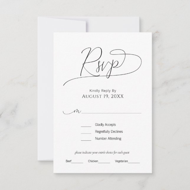Simple Minimalista Tarjeta de Respuesta para Boda  (Anverso)