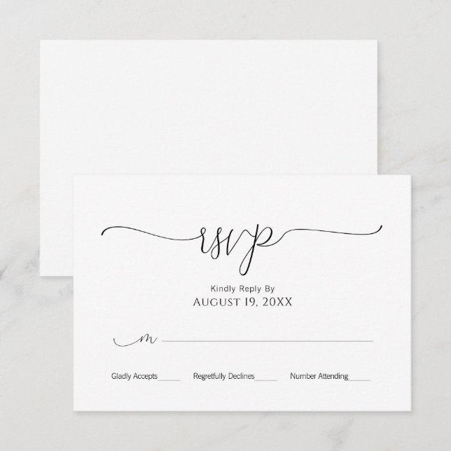 Simple Minimalista Tarjeta de Respuesta para Boda  (Anverso / Reverso)